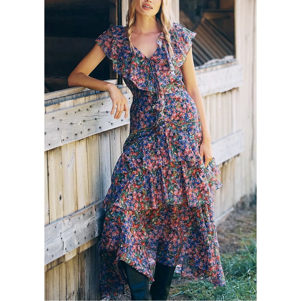Anthropologie / En Saison Naomi Floral Ruffled Maxi Dress